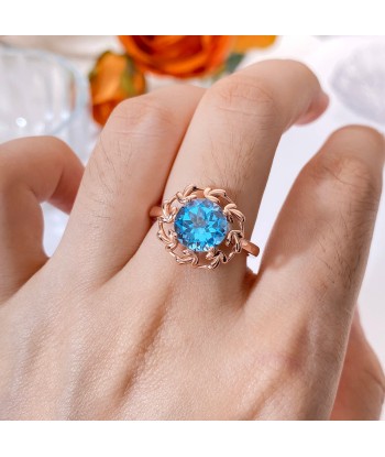 925 Sterling Silver Floral 9MM Gemstone Ring Set for Women outlet