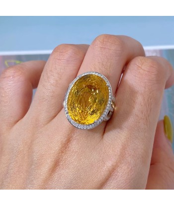 925 Sterling Silver Citrine Ring for Women Livraison rapide