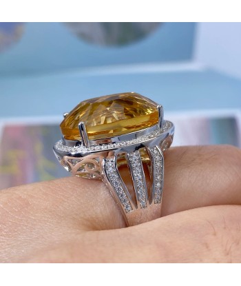 925 Sterling Silver Citrine Ring for Women Livraison rapide