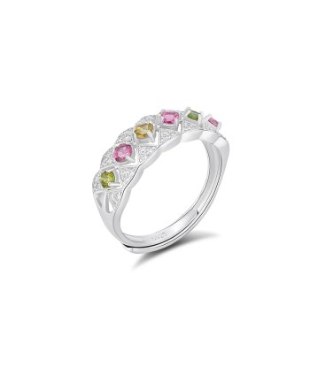 925 Sterling Silver Colorful Tourmaline Ring for Women Livraison rapide