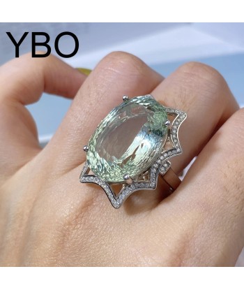 925 Sterling Silver Green Crystal Ring for Women rembourrage situé sous