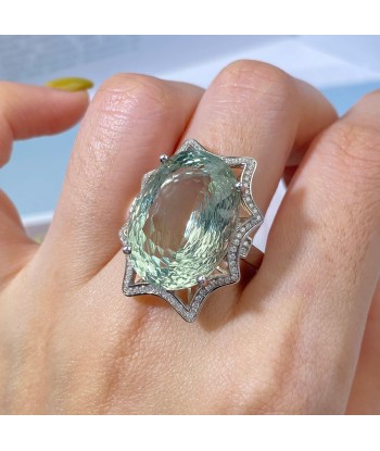 925 Sterling Silver Green Crystal Ring for Women rembourrage situé sous