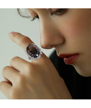 925 Sterling Silver Smoky Quartz Ring for Women Les magasins à Paris