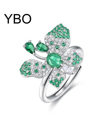 925 Sterling Silver Adjustable Emerald Butterfly Ring for Women le concept de la Pate a emporter 