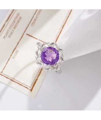 925 Sterling Silver Floral 9MM Gemstone Ring Set for Women outlet