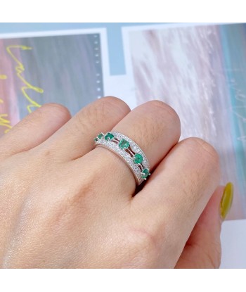 Sterling Silver Emerald Ring with CZ Stones for Women Vous souhaitez 