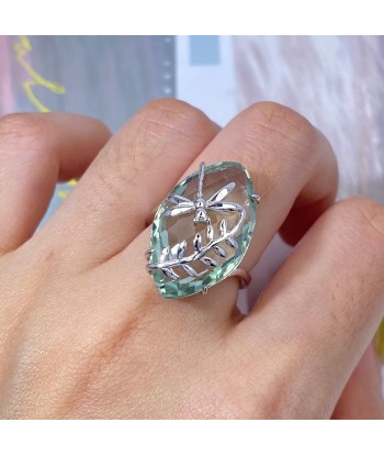 925 Sterling Silver Green Crystal Leaf Ring for Women Le MVP de beaucoup