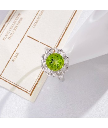 925 Sterling Silver Floral 9MM Gemstone Ring Set for Women outlet