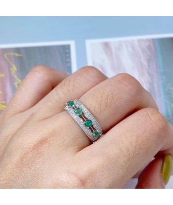 Sterling Silver Emerald Ring with CZ Stones for Women Vous souhaitez 