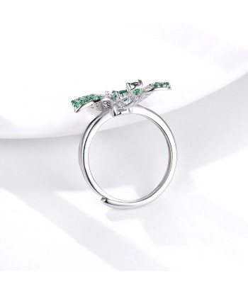 925 Sterling Silver Adjustable Emerald Butterfly Ring for Women le concept de la Pate a emporter 