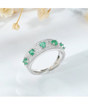 Sterling Silver Emerald Ring with CZ Stones for Women Vous souhaitez 