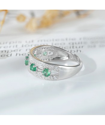 Sterling Silver Emerald Ring with CZ Stones for Women Vous souhaitez 