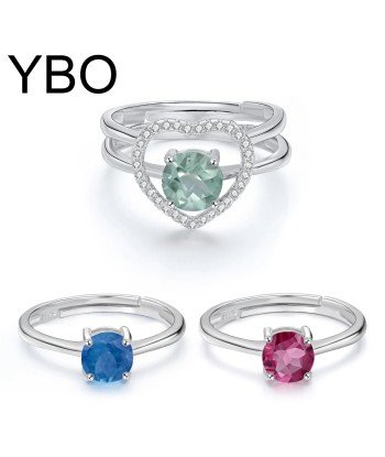 925 Sterling Silver Round Indicolite Rubellite Green Tourmaline Heart Ring for Women est présent 