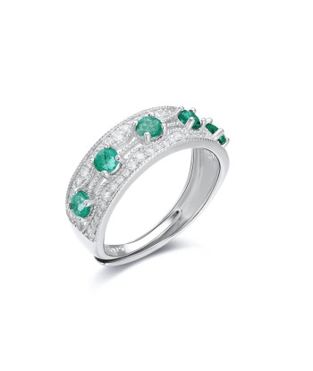 Sterling Silver Emerald Ring with CZ Stones for Women Vous souhaitez 