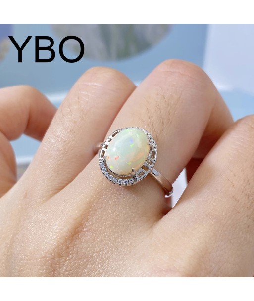 Sterling Silver Oval Opal Ring for Women Véritable concentré