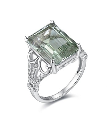 Sterling Silver 925 Green Crystal Stone Ring for Women Faites des économies