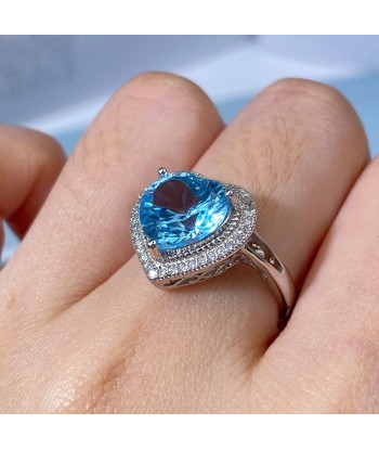 Sterling Silver Blue Topaz Ring for Women Economisez 