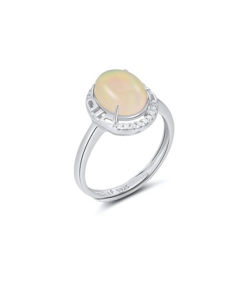 Sterling Silver Oval Opal Ring for Women Véritable concentré