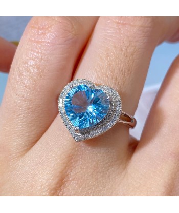 Sterling Silver Blue Topaz Ring for Women Economisez 