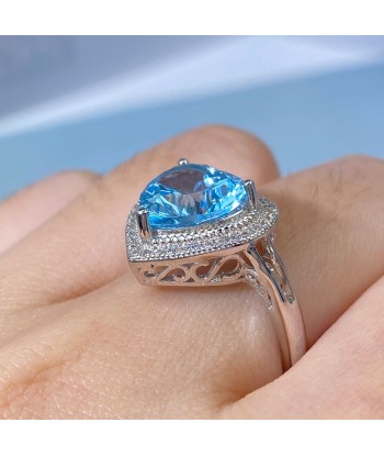 Sterling Silver Blue Topaz Ring for Women Economisez 