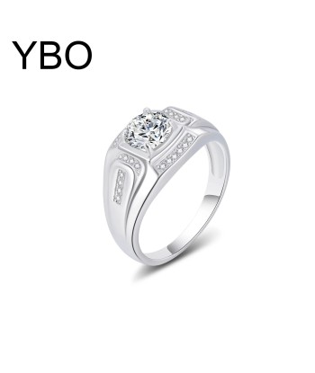 925 Sterling Silver Round Moissanite Diamond Ring for Men vous aussi creer 