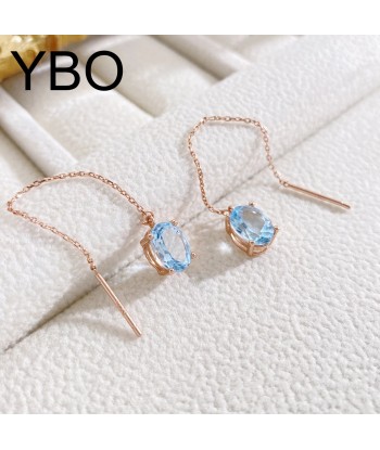 18K Rose Gold Plated Oval Topaz Drop Earrings for Women de l' environnement