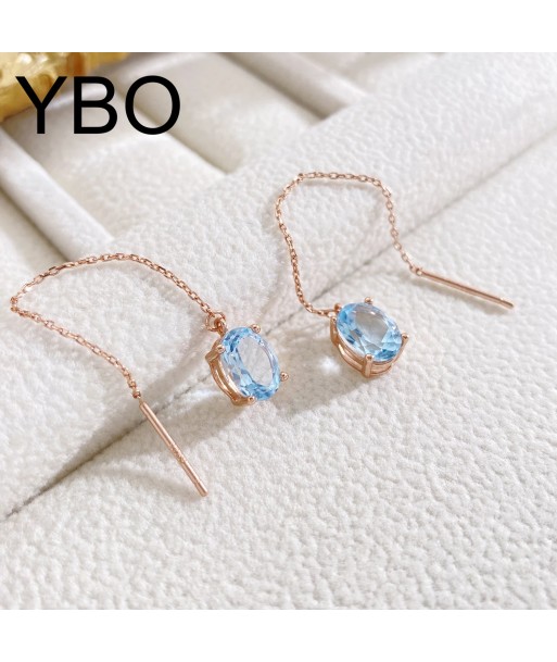 18K Rose Gold Plated Oval Topaz Drop Earrings for Women de l' environnement