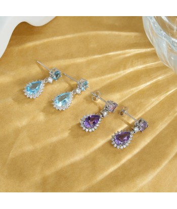 925 Sterling Silver Amethyst Topaz Dangling Earrings for Women chez Cornerstreet bien 