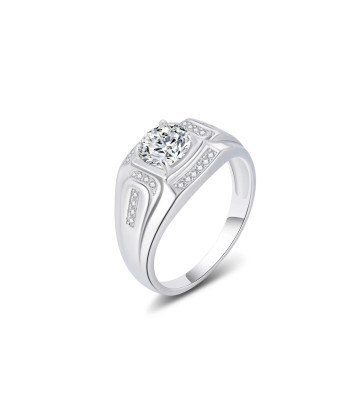 925 Sterling Silver Round Moissanite Diamond Ring for Men vous aussi creer 