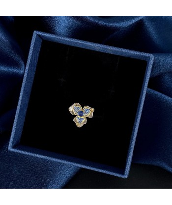 Sterling Silver Natural Sapphire Flower Ring for Women commande en ligne