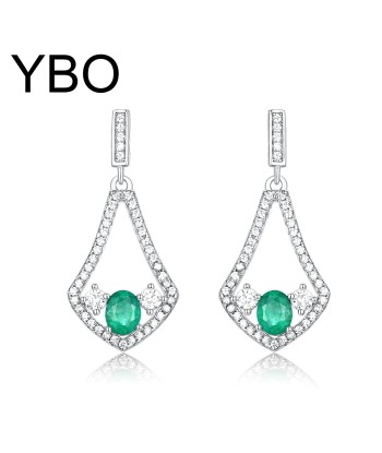 925 Sterling Silver Natural Emerald cz Triangle Dangling Earrings for Women Economisez 