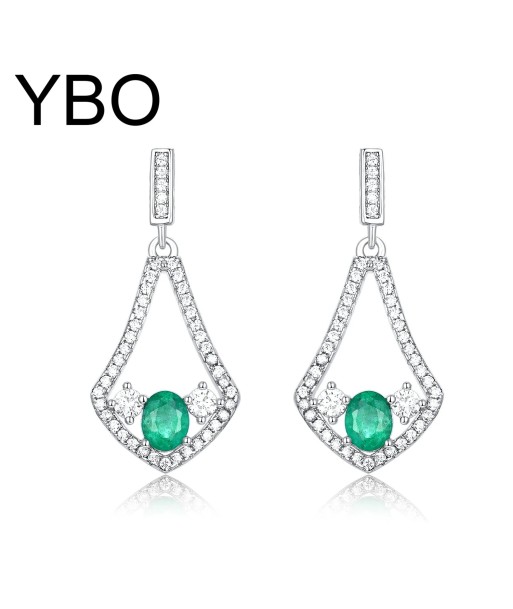 925 Sterling Silver Natural Emerald cz Triangle Dangling Earrings for Women Economisez 