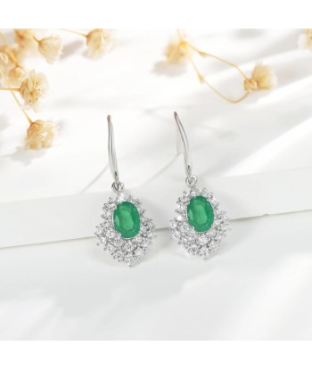 925 Sterling Silver Emerald Drop Earrings Comparez et commandez 