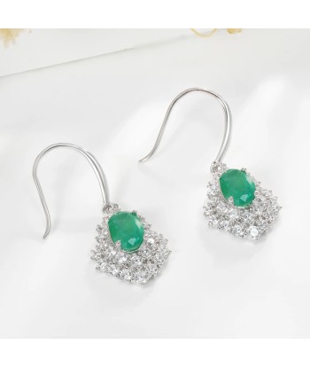 925 Sterling Silver Emerald Drop Earrings Comparez et commandez 