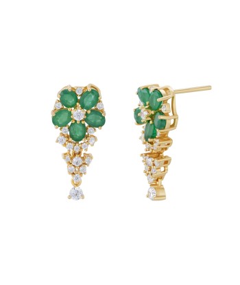 925 Sterling Silver Emerald and Ruby Floral Drop Earrings for Women Voir les baskets