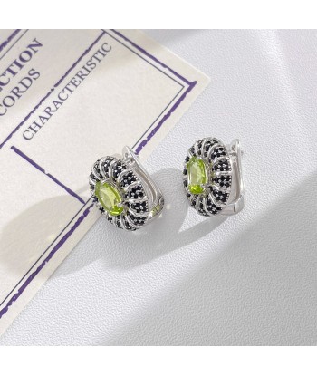 Sterling Silver 0.50 Ctw Natural Garnet Amethyst Peridot Citrine Topaz Black CZ Stud Earrings for Women commande en ligne