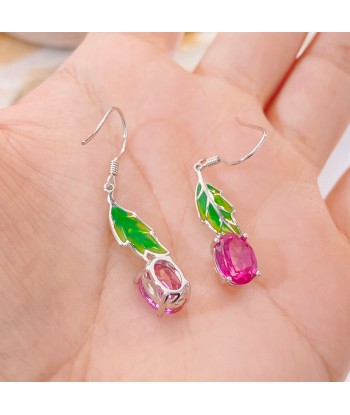 925 Sterling Silver Drop Earrings with Pink Topaz for Women 2 - 3 jours ouvrés.