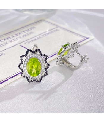 S925 Silver Natural Gemstone Amethyst Peridot Garnet Topaz Citrine Stud Earrings for Women outlet