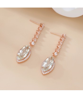 925 Sterling Silver Green Crystal Drop Earrings for Women destockage