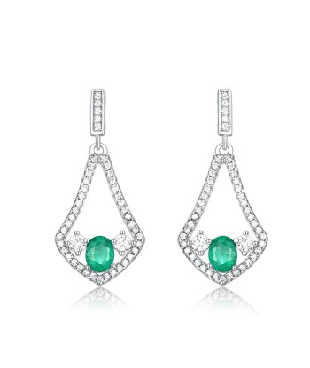 925 Sterling Silver Natural Emerald cz Triangle Dangling Earrings for Women Economisez 