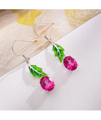 925 Sterling Silver Drop Earrings with Pink Topaz for Women 2 - 3 jours ouvrés.