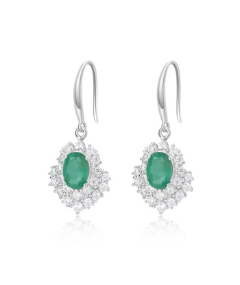 925 Sterling Silver Emerald Drop Earrings Comparez et commandez 