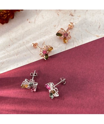 925 Sterling Silver Flower Windmill Stud Earrings with Tourmaline & Cubic Zircon for Women store