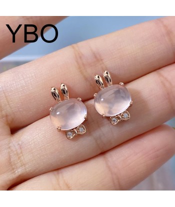 Sterling Silver Rose Gold Plated Pink Rose Quartz Stud Earrings for Women Comparez plus de prix