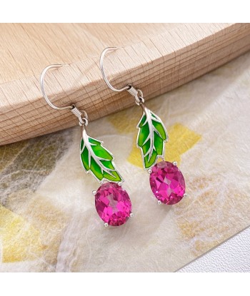 925 Sterling Silver Drop Earrings with Pink Topaz for Women 2 - 3 jours ouvrés.