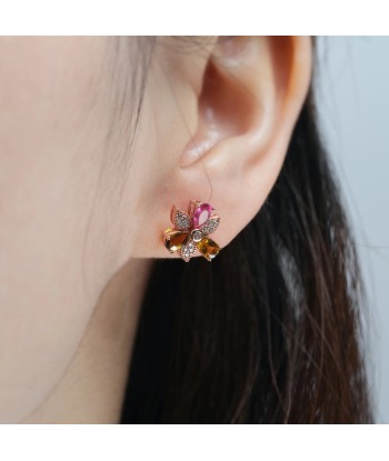 925 Sterling Silver Flower Windmill Stud Earrings with Tourmaline & Cubic Zircon for Women store