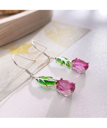 925 Sterling Silver Drop Earrings with Pink Topaz for Women 2 - 3 jours ouvrés.