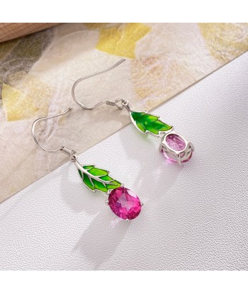 925 Sterling Silver Drop Earrings with Pink Topaz for Women 2 - 3 jours ouvrés.