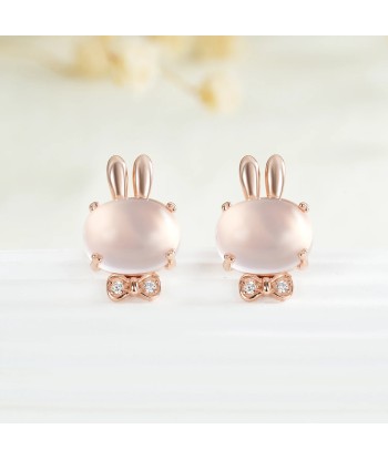 Sterling Silver Rose Gold Plated Pink Rose Quartz Stud Earrings for Women Comparez plus de prix