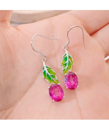 925 Sterling Silver Drop Earrings with Pink Topaz for Women 2 - 3 jours ouvrés.